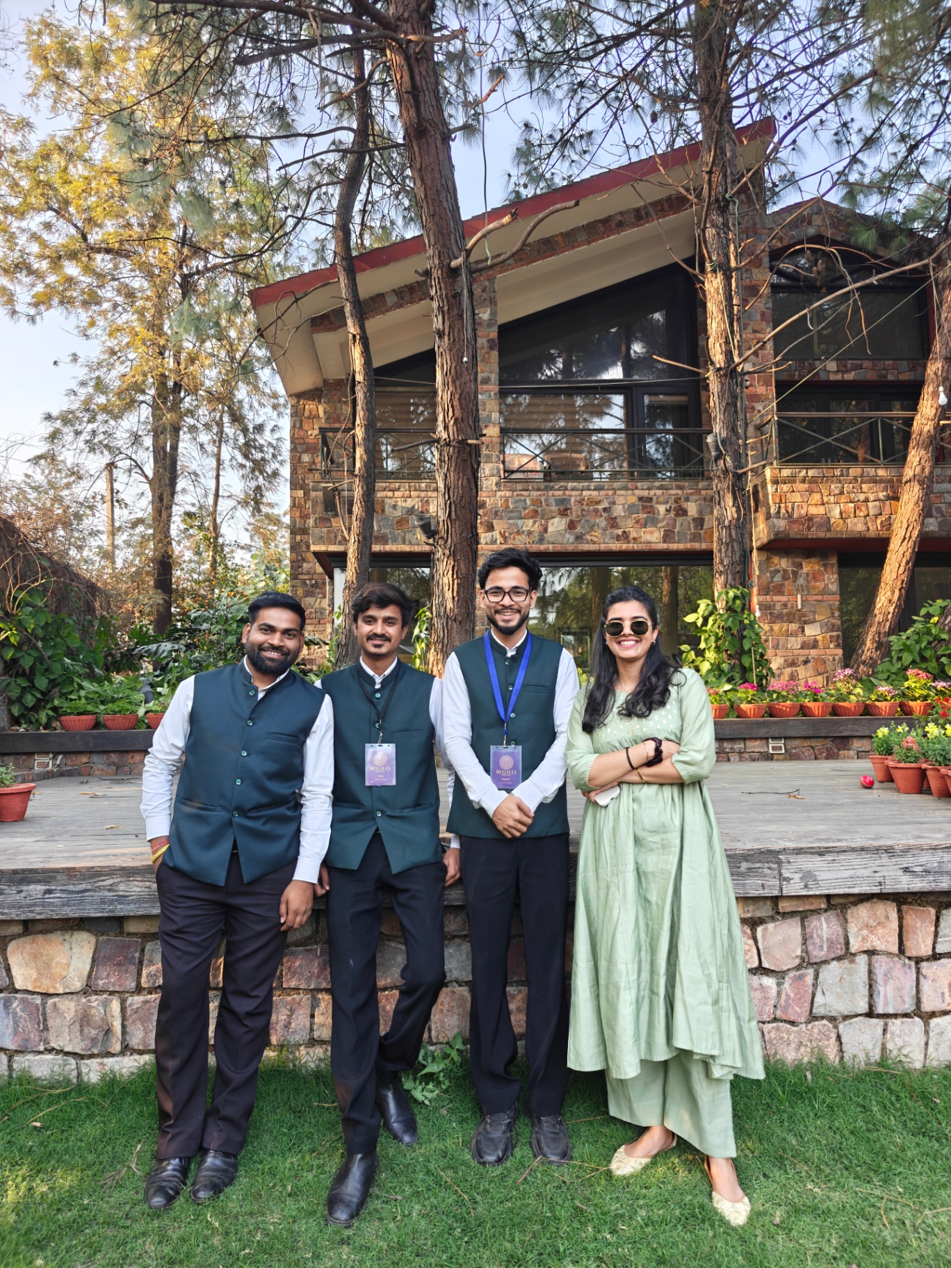Harmony team members at an outdoor luxury venue