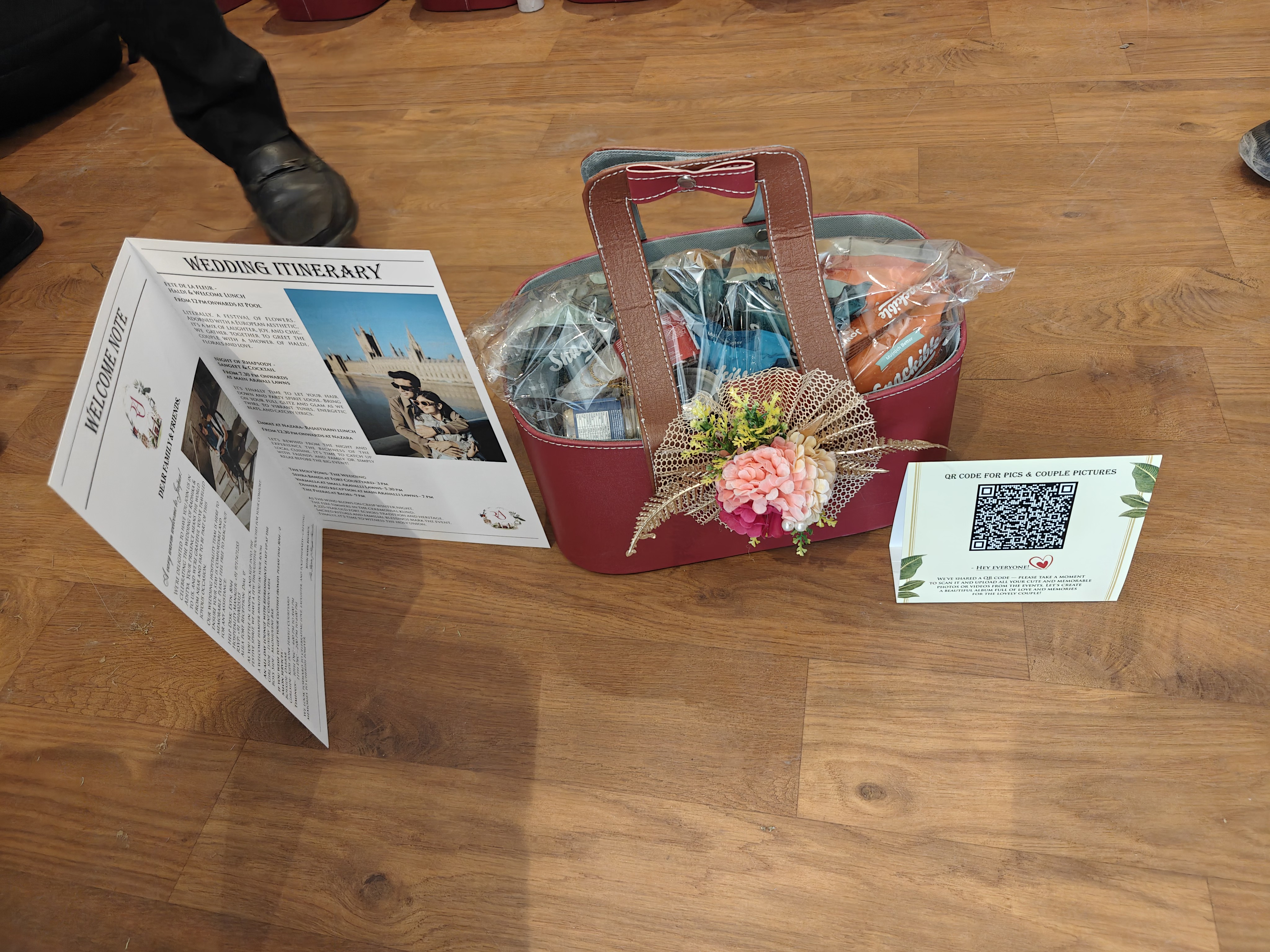 Luxury welcome gift basket and room placement by Harmony Hospitality