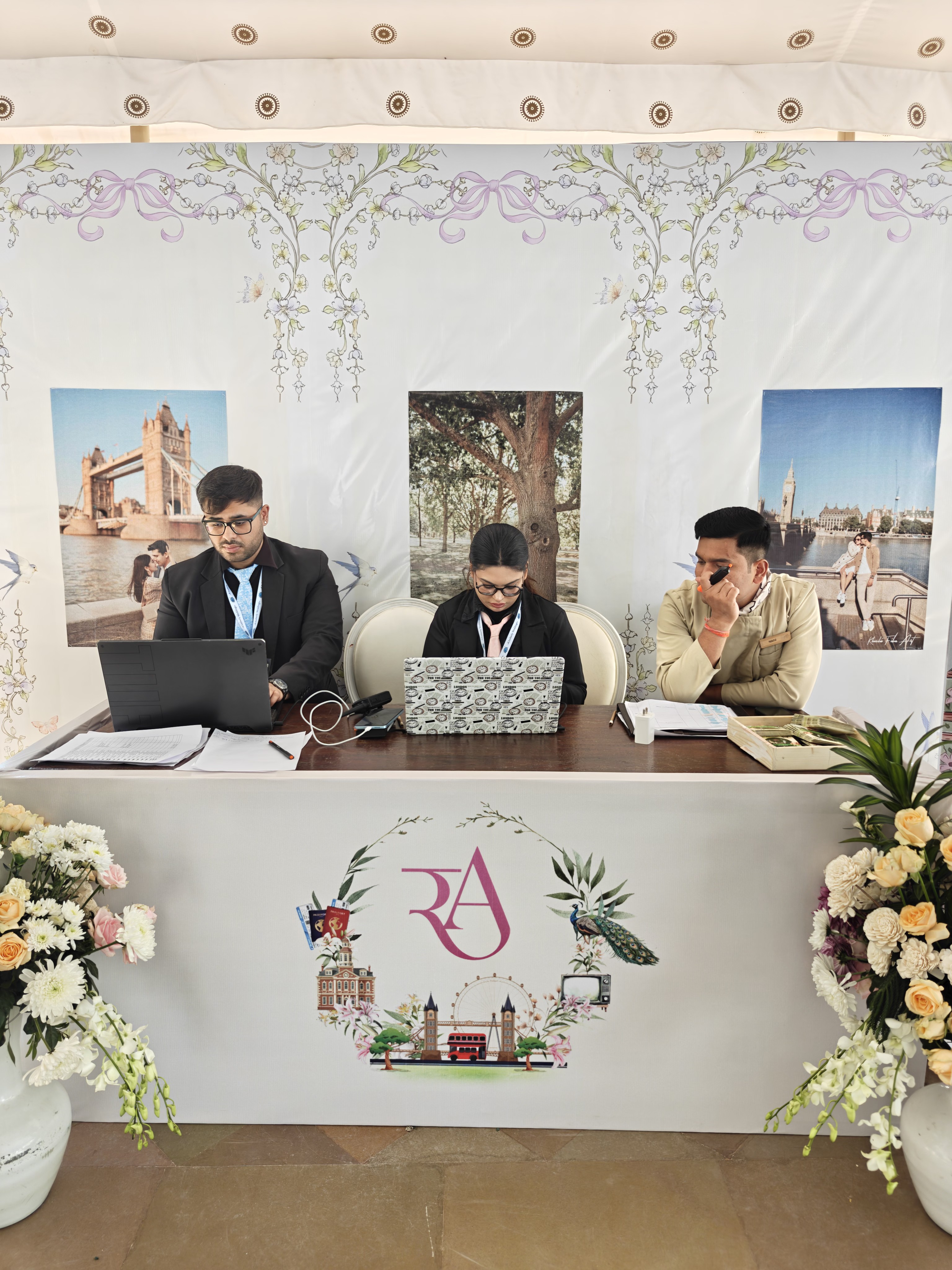 Harmony Hospitality help desk at a luxury wedding