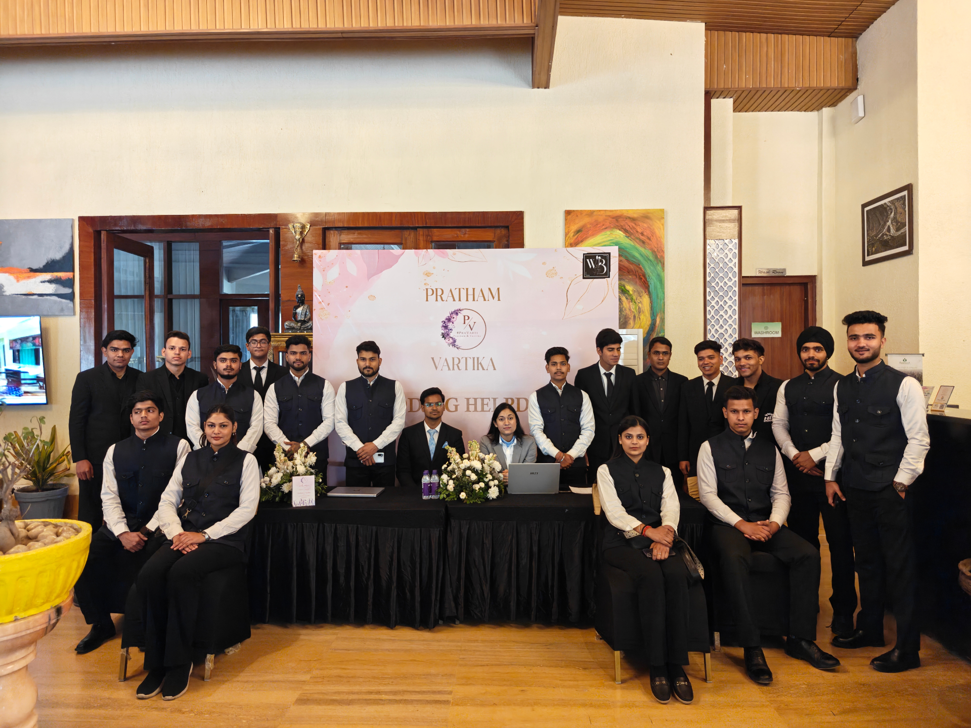Full Harmony crew at a wedding help desk